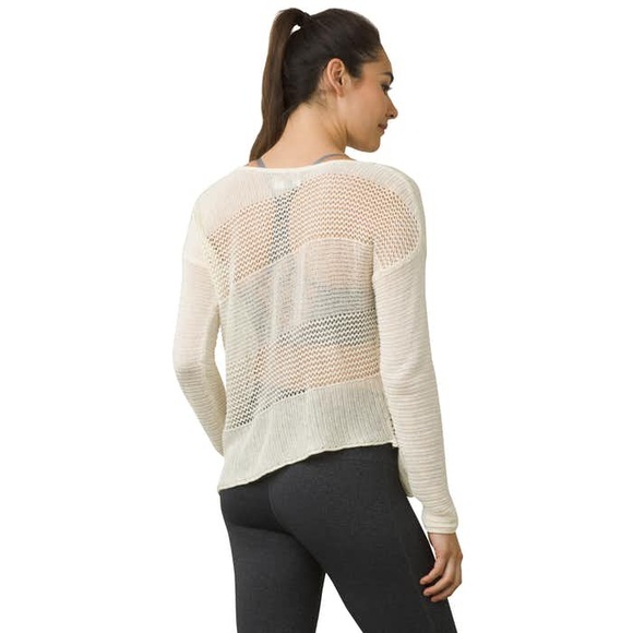 SOLD Prana Liana sweater asymmetrical open knit, M - Picture 2 of 8